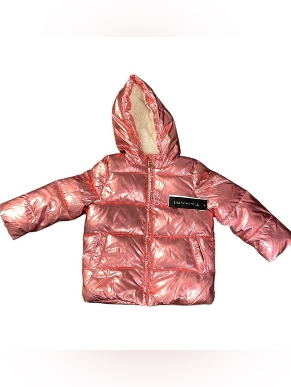 New TAHARI Pink Metallic Puffer Coat